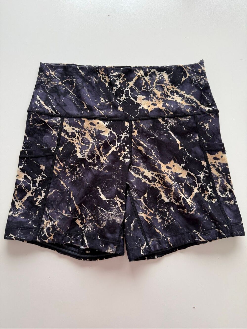CVG Constantly Varied Gear Black Gold Marble Bike Shorts Small